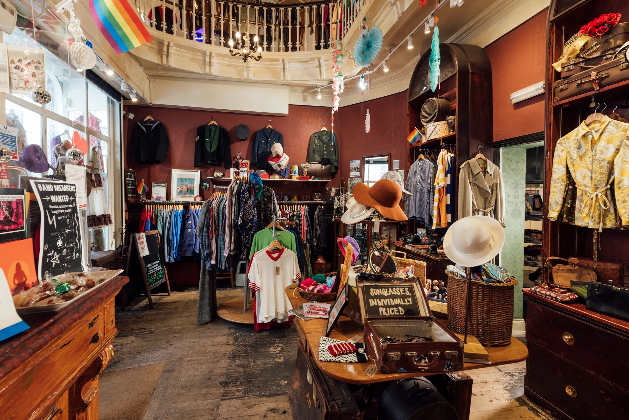 Display area filled with varied handcrafted items and merchandise